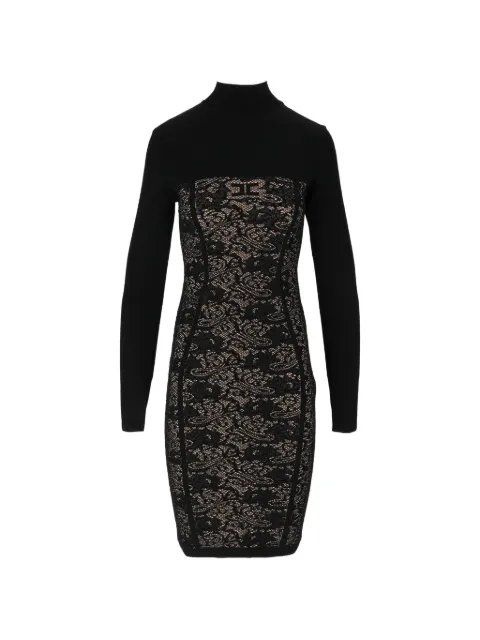Elisabetta Franchi lace-panelled high-neck mini dress Black AM27Q66E2