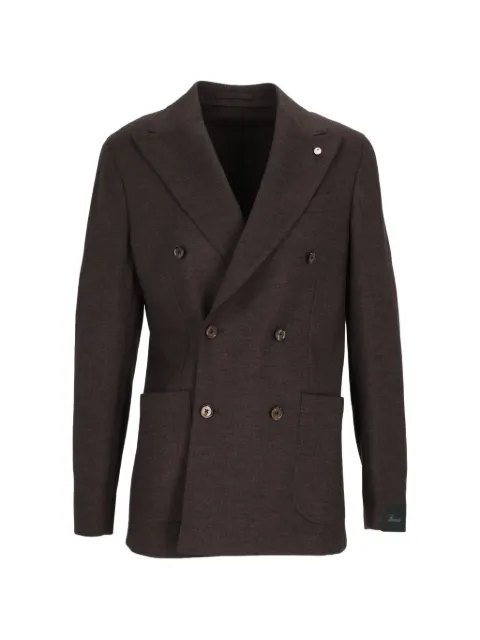 L.B.M. 1911 double-breasted peak-lapel blazer Brown 281365740