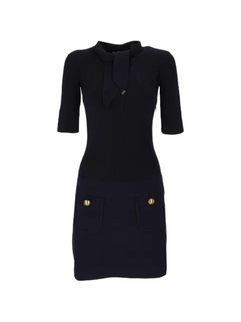 Elisabetta Franchi bow-detail buttoned mini dress Blue AM04S66E2