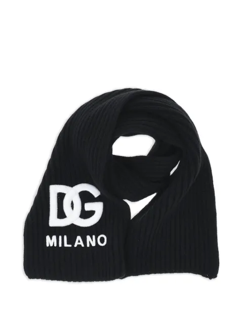 Dolce & Gabbana logo-embroidered ribbed-knit scarf Black LBKAD1JCVK6N0000