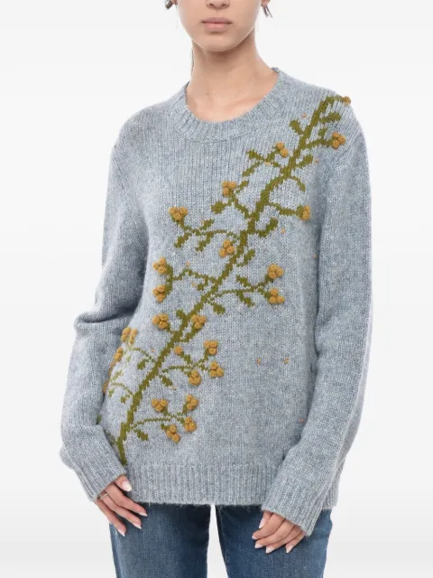 Baziszt embroidered crew-neck sweater Blue KP01BABYBLUE