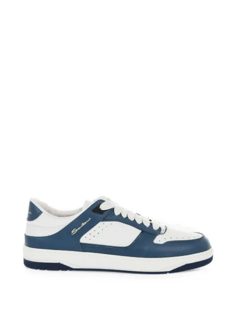 Santoni panelled leather sneakers Blue MBSA22247BAVGYS2U59