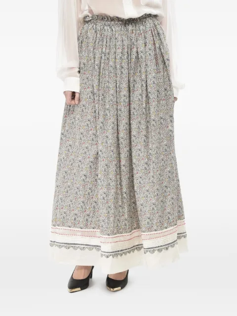 Pero floral-print ruffled maxi skirt Neutrals WPBGW02