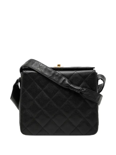 CHANEL Pre-Owned 1996-1997 CC Quilted Caviar Carved Buckle Box Bag crossbody bag Black BWAYKICBJ1WK9U92