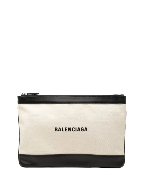Balenciaga Pre-Owned 2019 Canvas Navy Clip M clutch bag Brown GTHKNHU38YKLR4YY
