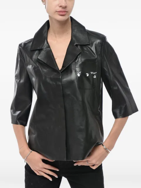 Off-White leather bowling shirt with snap buttons Black OWJE004F21LEA0011001