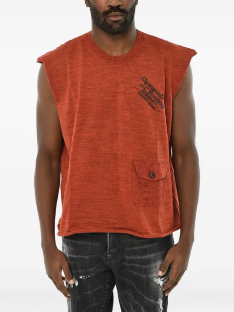 DSQUARED2 virgin-wool tank top with chest-pocket Orange S74HA1331S18312