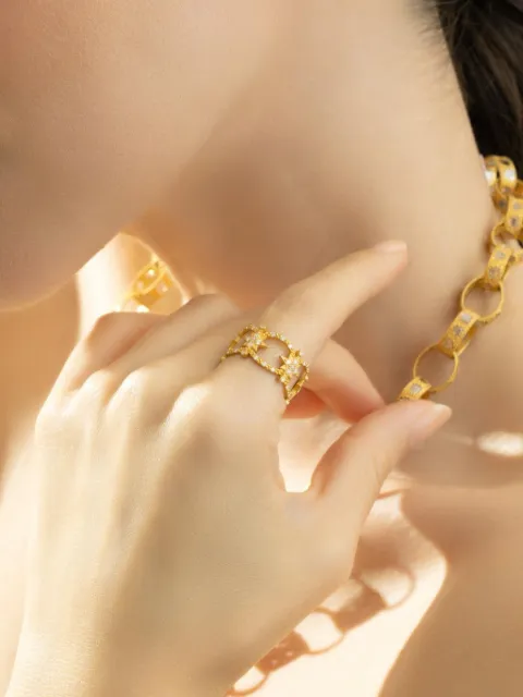 COOMI star-motif diamond ring Gold 12799