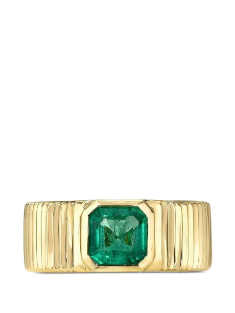 Retrouvaí pleated-effect emerald solitaire ring Gold RI015EM135