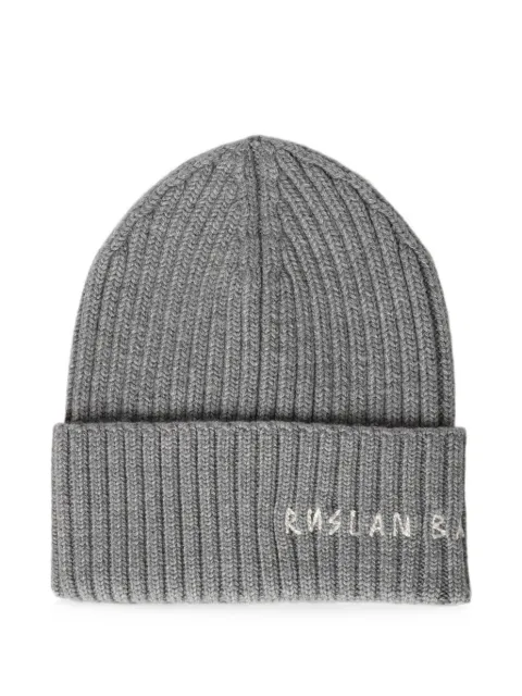 Ruslan Baginskiy logo-embroidered ribbed-knit beanie hat Grey BN031GREY