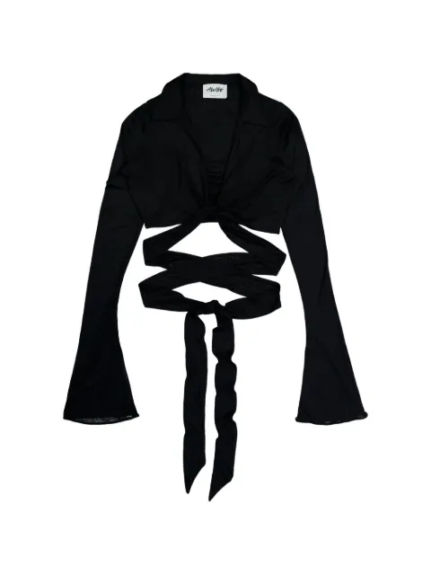AWGE cropped wrap-tie shirt Black AS6SWH08APJE042999