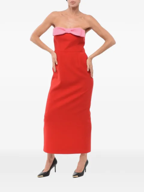 The New Arrivals Ilkyaz Ozel Eléa bow-detail maxi dress Red 291BCREPE