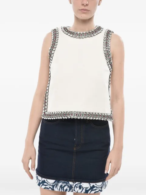 Gucci bare-back silk-blend top with jeweled edges Neutrals 783851PCEXZAQMV
