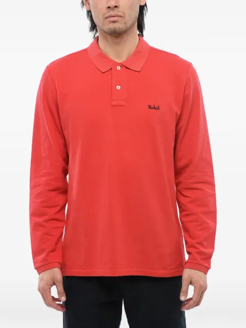 Woolrich embroidered long-sleeve polo shirt Red CFWRPO0001MRUT2555