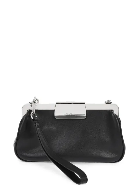 Max Mara snap-closure leather clutch bag Black MAXMARACLASPXS001NE