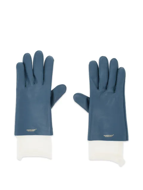 Undercover logo-print leather gloves Blue UC2E4G021