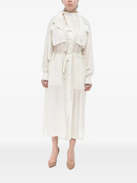 LEMAIRE tie-neck drawstring-waist shirt dress Neutrals DR1026LF1126WH023