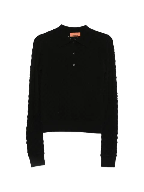 Missoni pointelle-knit long-sleeve polo shirt Black DC26SN06BR0151