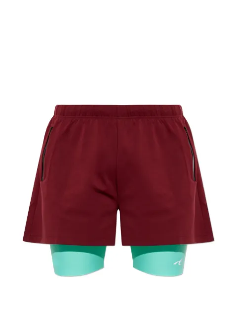Balenciaga logo-print layered shorts Red A000NLTUVN7
