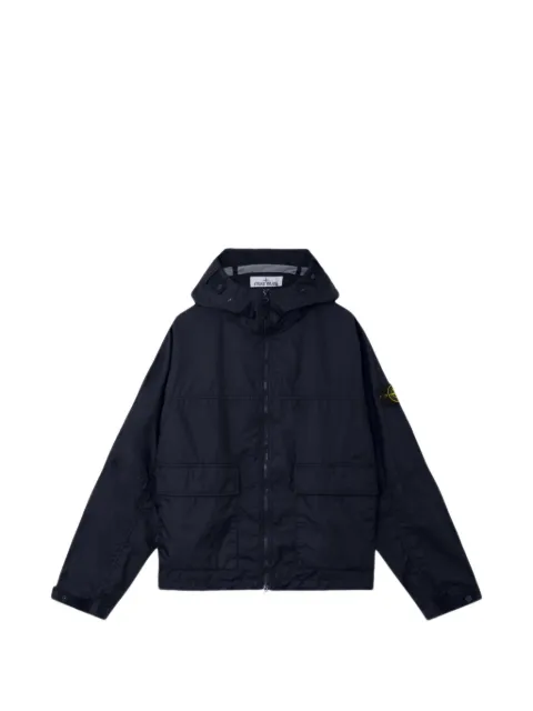 Stone Island hooded logo-patch jacket Blue L1S154100004S0A21
