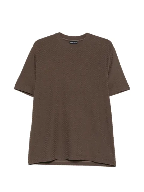 Giorgio Armani T-shirt regular fit chevron jacquard stretch virgin wool Brown GM003994TE22884
