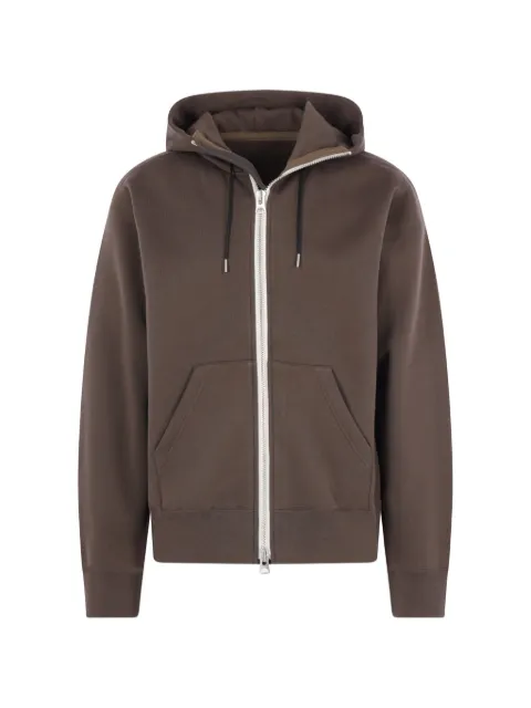 sacai zip-up drawstring cotton jersey hoodie Green 2604139M