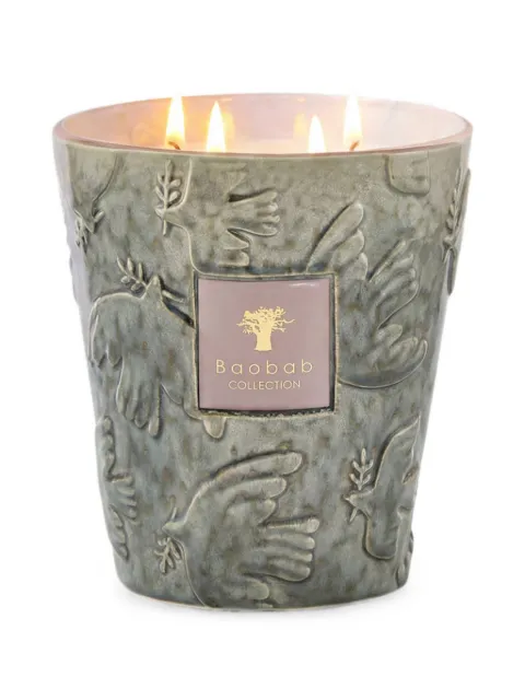 Baobab Collection Colombe embossed dove-motif candle (16cm) Green MAX16PCOL