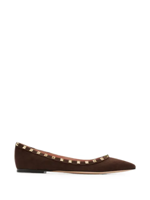 Valentino Garavani Rockstud pointed-toe ballet flats Brown WS0403CVB