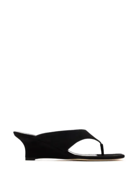 Stuart Weitzman suede wedge flip-flops Black SN825