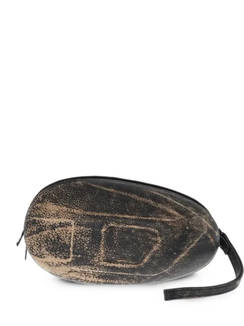 Diesel leather clutch with oval design and embossed monogram Black X09772P5498H0099