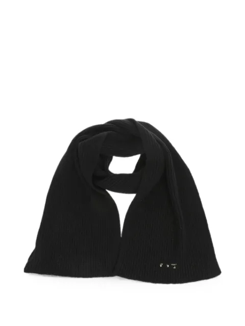 Off-White ribbed wool scarf with silver logo Black OWMA034F21KNI001