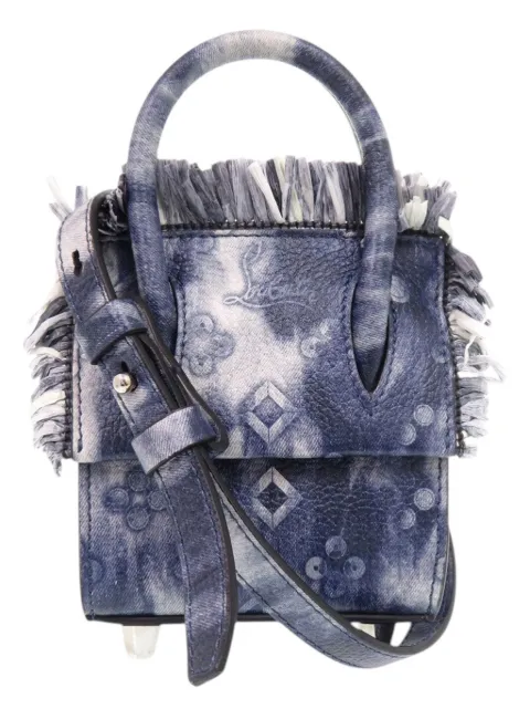 Christian Louboutin Pre-Owned 2021-2026 Nano Grained Calfskin Paloma Fringe satchel Blue 6CUQM1PW8KBPAN3P