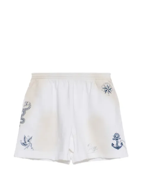 Balenciaga tattoo-print cotton shorts White 826385TUVT6