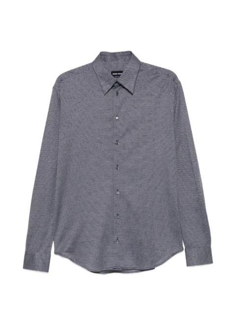 Giorgio Armani shirt regular fit in micro jacquard cotton jersey Blue GM004664TE23925
