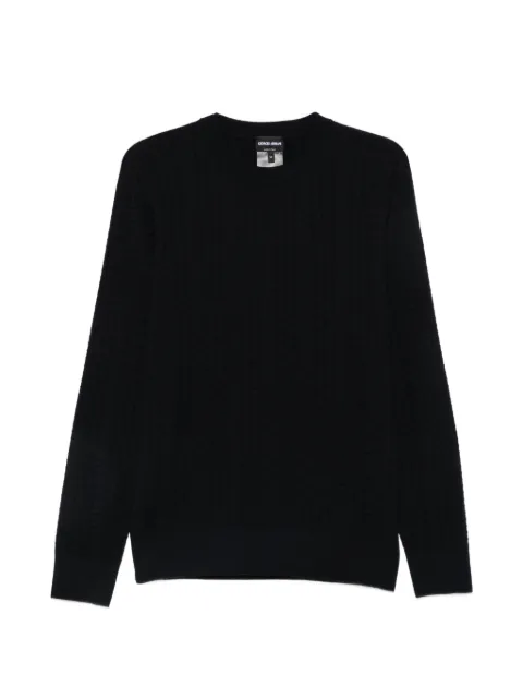 Giorgio Armani crewneck sweater in virgin wool with a textured pattern Blue GM003907AF28282