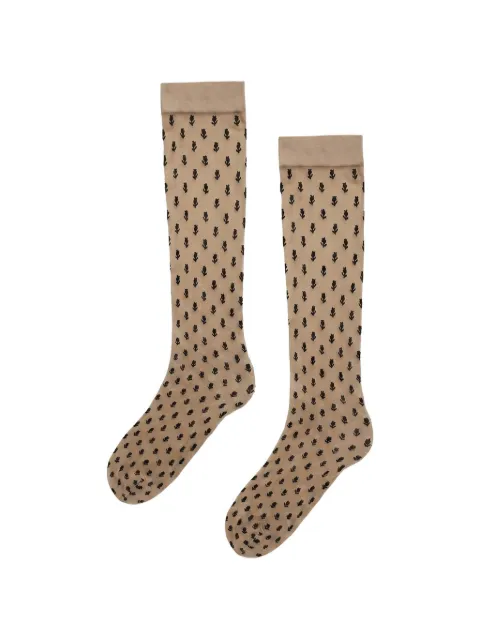 Wolford Blossom floral-pattern knee-high socks Neutrals 344288641