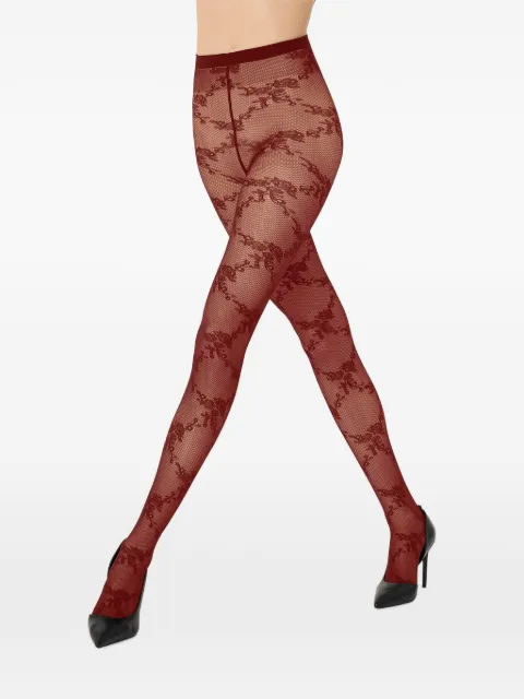 Wolford floral-lace net tights Red 17682