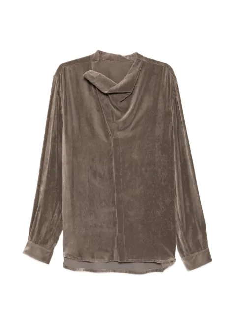Rick Owens velvet-effect draped shirt Brown RU02F4299V34