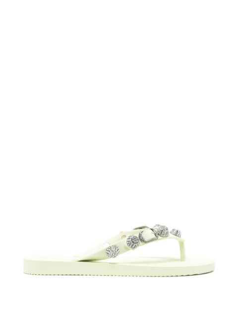 Balenciaga Cagole crystal-embellished thong-strap flip-flops Green 784853W1TA9
