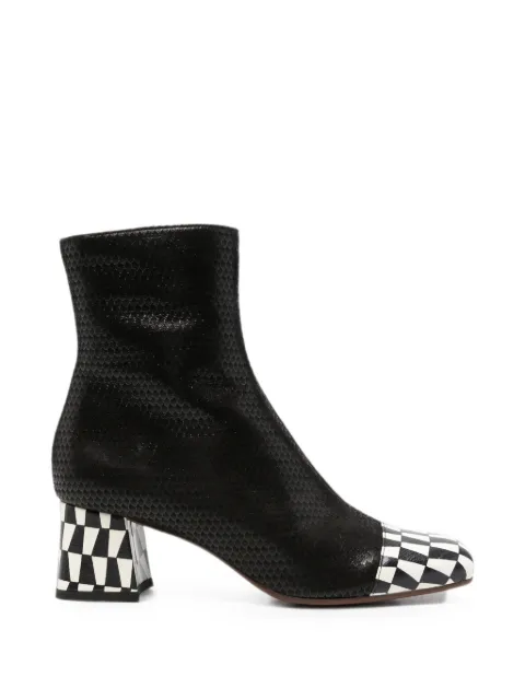Chie Mihara Volkiara snake-effect checkerboard ankle boots Black VOLKIARA49