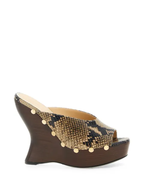 Magda Butrym snake-embossed wedge mules Neutrals 503426