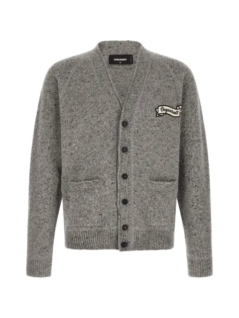 DSQUARED2 logo-patch V-neck cardigan Grey HA1667D13233860