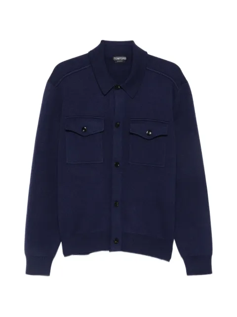 TOM FORD button-up chest-pocket shirt jacket Blue KBL020YMW121