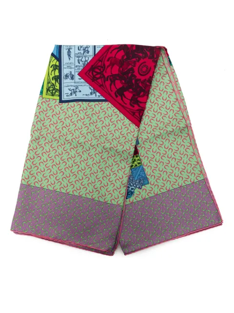 Hermès Pre-Owned 2000-2026 A Cheval Sur Mon Carre Silk Scarf scarves Green 3P2DYU4PUBG5AHR3