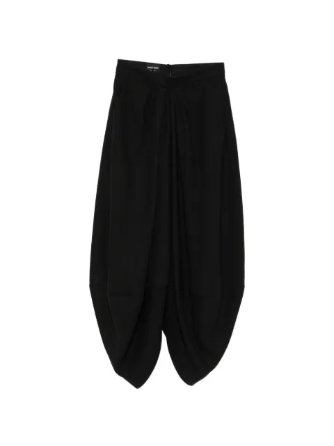 Giorgio Armani zip-fastening draped-design midi skirt Black GW003799TE16469