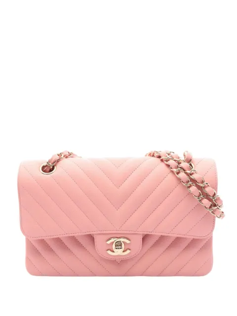 CHANEL Pre-Owned 2019 Small Classic Chevron Caviar Double Flap shoulder bag Pink QITFI9DUHM5I8RII