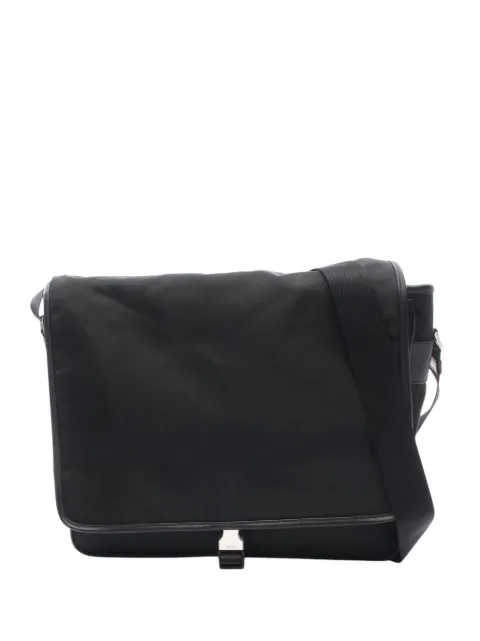 Prada Pre-Owned 2013-2026 Saffiano Trimmed Tessuto Buckle Messenger Bag crossbody bag Black JYND6103KR04R0UZ