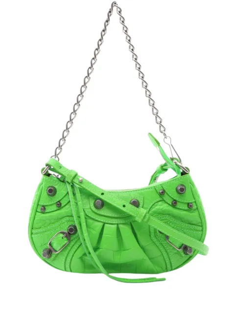 Balenciaga Pre-Owned 2018-2026 Croc Embossed Leather Motocross Le Cagole XS crossbody bag Green 8578T4C16QEQ2POX