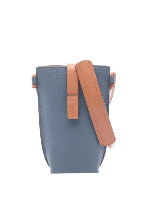 Loewe Pre-Owned 2010-2026 Bicolor Grained Calfskin Gate Pocket crossbody bag Blue HSHDM9WPGHWJ2A9C