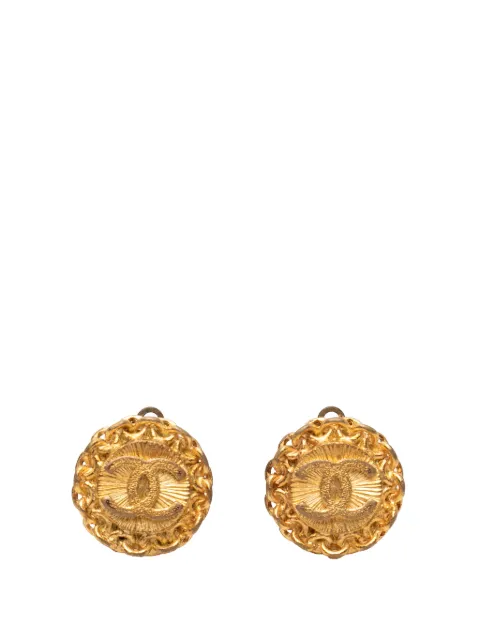 CHANEL Pre-Owned 1995 CC Gold Plated Round Clip On Earrings costume earrings Gold B2KQTHPRMKFHNZKW